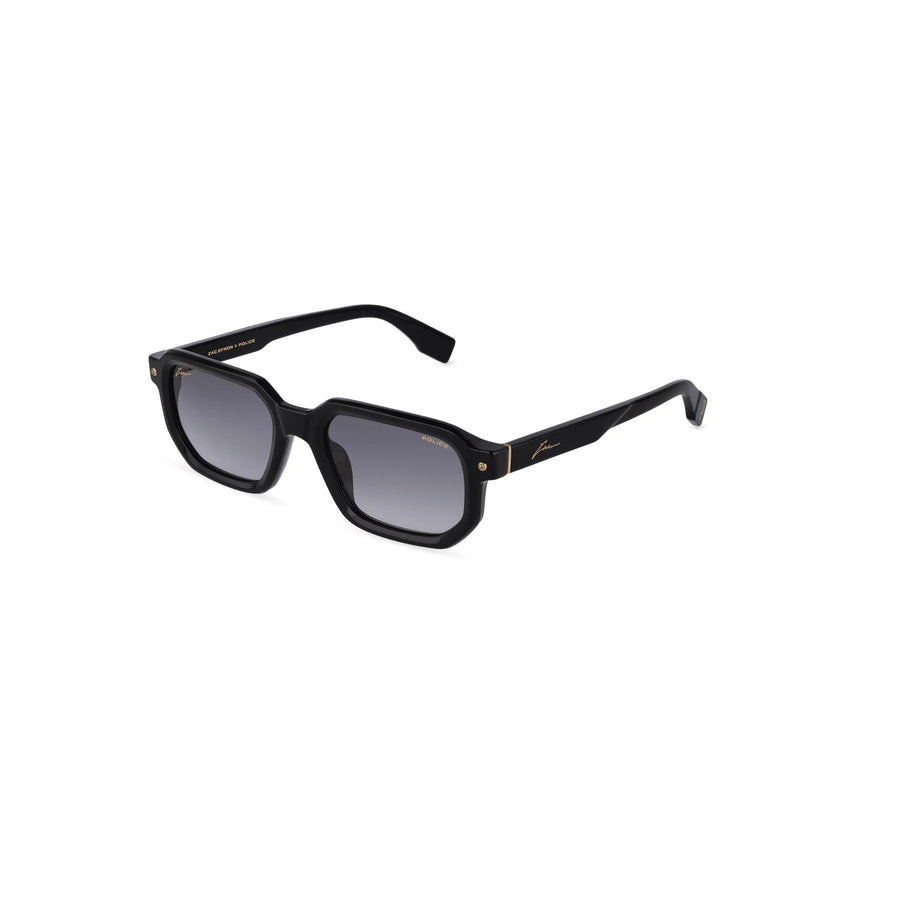 POLICE SPLU82 700 - Black Rectangle Sunglasses for Men