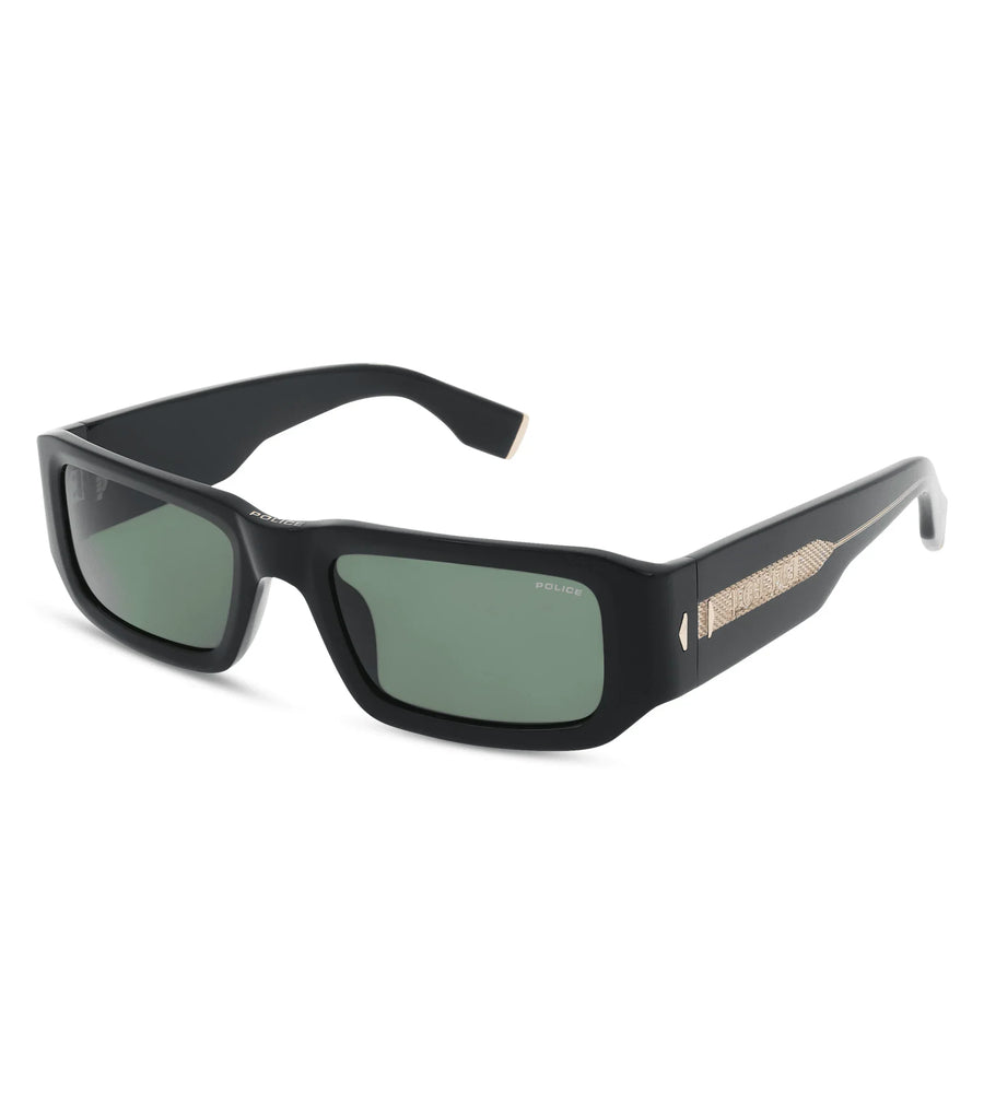 POLICE SPLR82E 700Y - Black Rectangle Sunglasses Unisex
