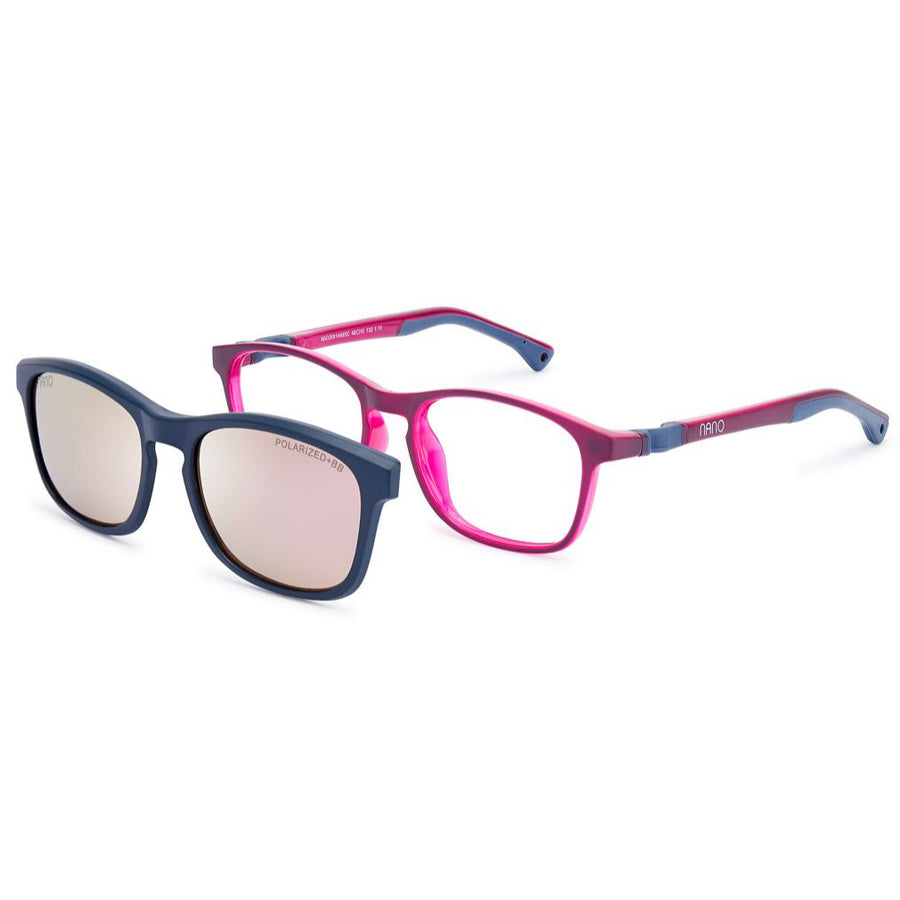 NANO POWER-UP & CLIP 3081448SC - Rose Square Eyeglasses for Kids