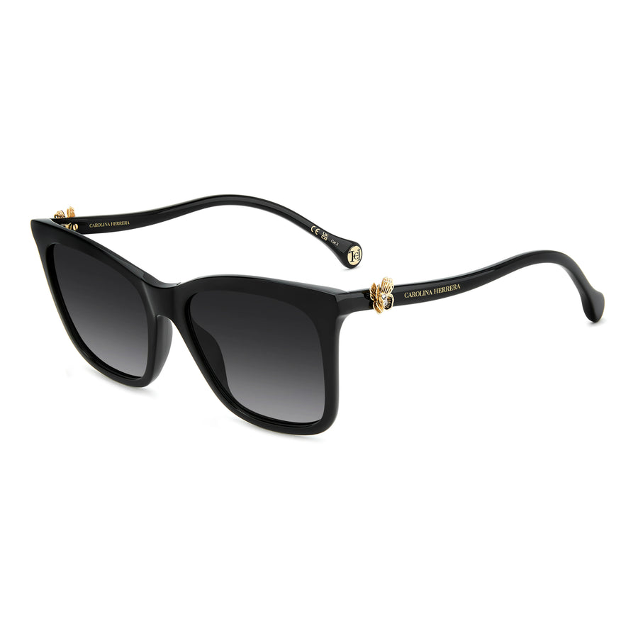CAROLINA HERRERA HER 0394/G/S 807 - Black Rectangle Sunglasses for Women