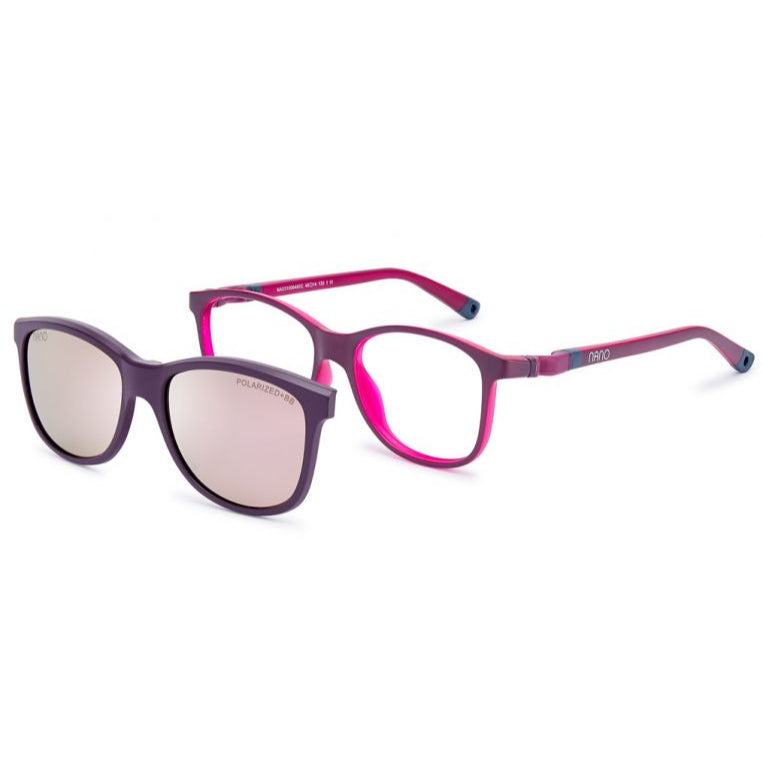 NANO QUEST & CLIP 3160650SC - Rose Rectangle Eyeglasses for Kids