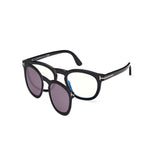 TOM FORD 5993-B+CLIP 001 - Black Round Eyeglasses for Men