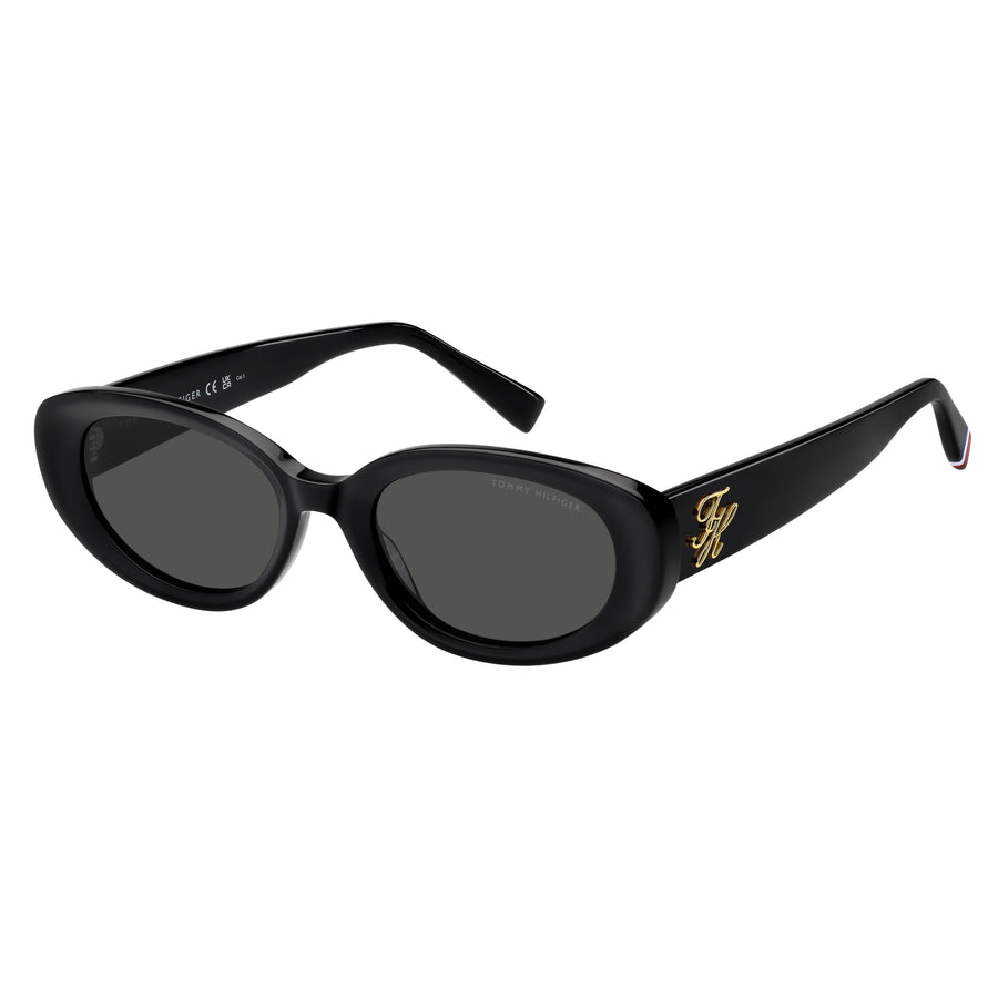 TOMMY HILFIGER TH 2344/S 807 - Black Oval Sunglasses for Women