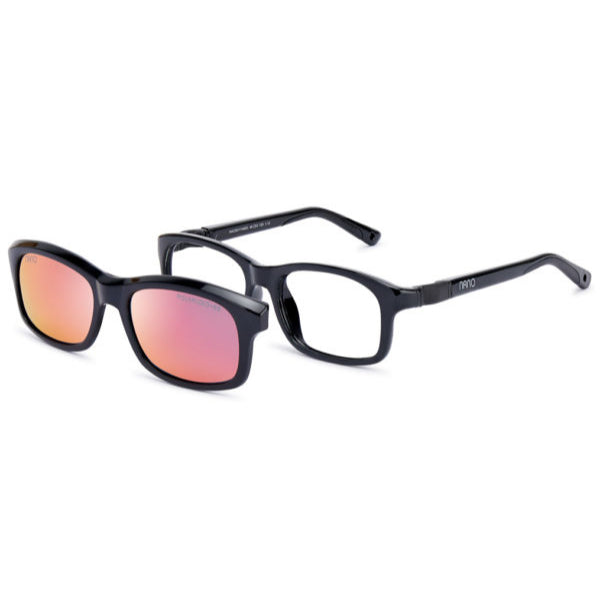 NANO ARCADE & CLIP 3011148SC - Black Rectangle Eyeglasses for Kids
