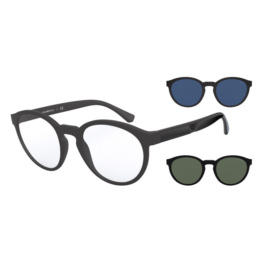 EMPORIO ARMANI 4152 58011W - Black Rectangle Eyeglasses for Men